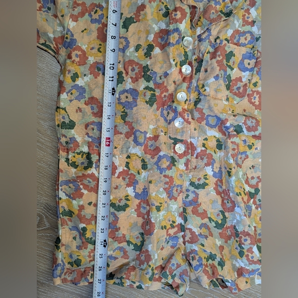 RVCA Women's Linen Blend Floral Hippie Shorts Blossom Romper Pockets - Picture 13 of 13